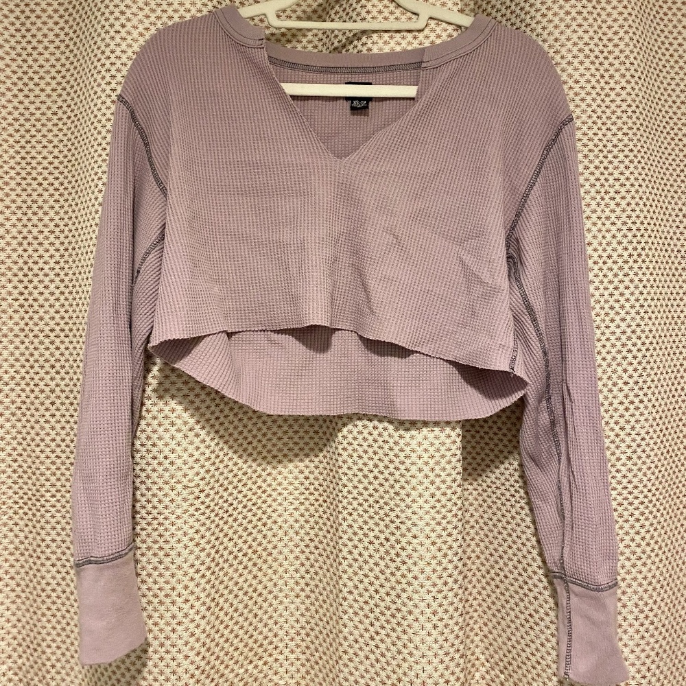 BDG Lavender Long Sleeve Crop Top